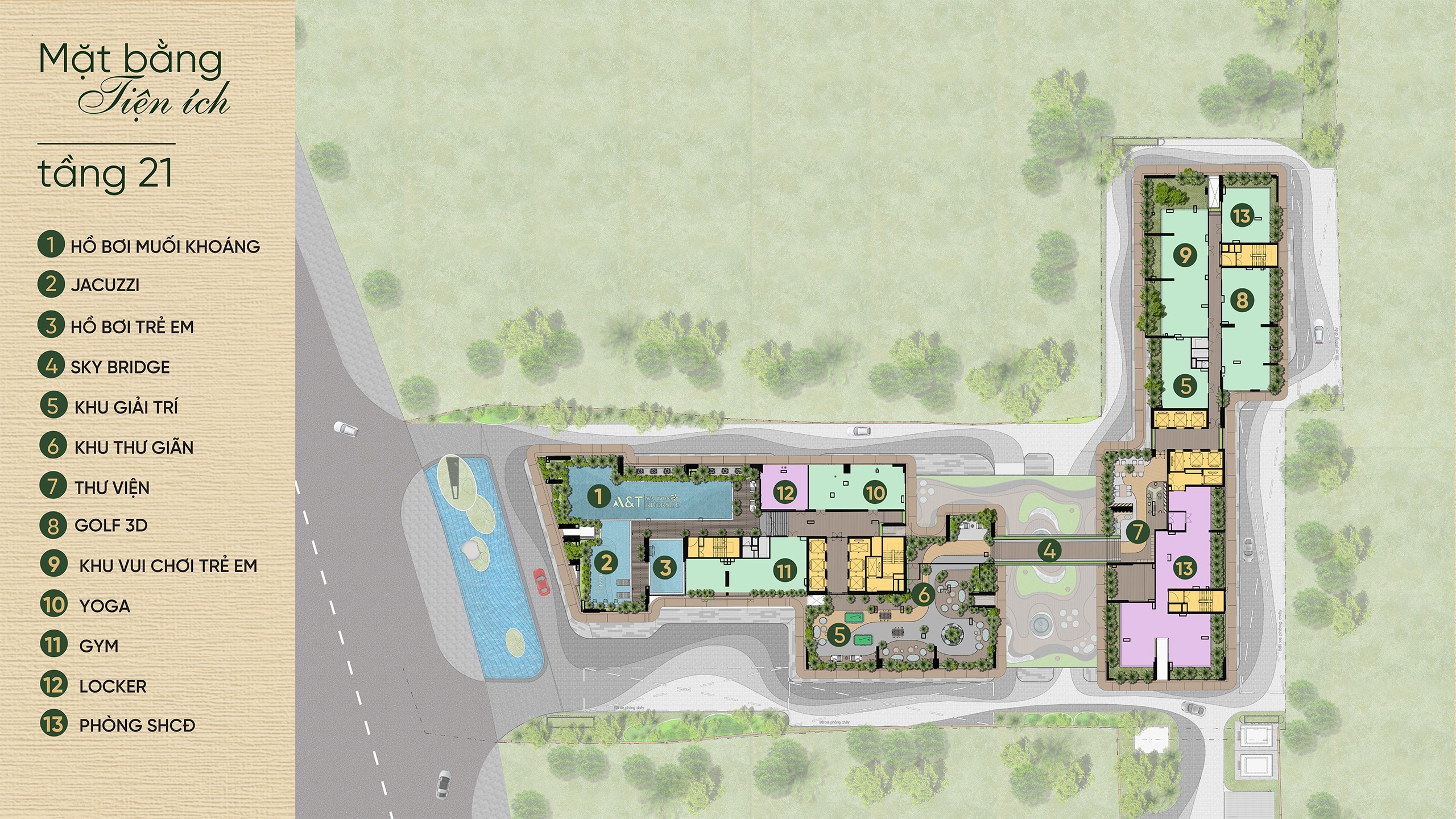 mặt bằng tiện ích Căn hộ chung cư AT Sài Gòn RiverSide Quốc Lộ 13 TPHCM