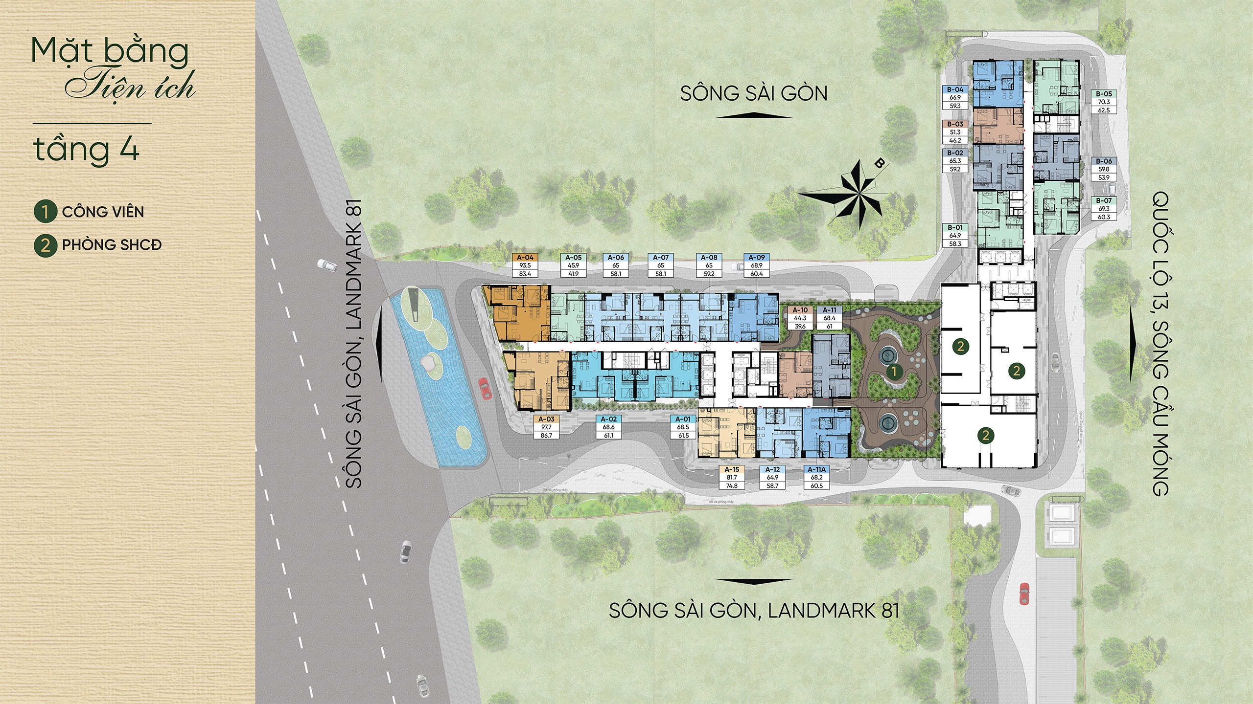 mặt bằng tiện ích Căn hộ chung cư AT Sài Gòn RiverSide Quốc Lộ 13 TPHCM